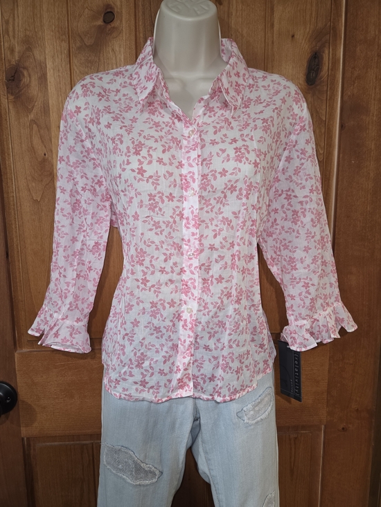 Relativity Tops - Relativity Pink Floral Button-Front Shirt